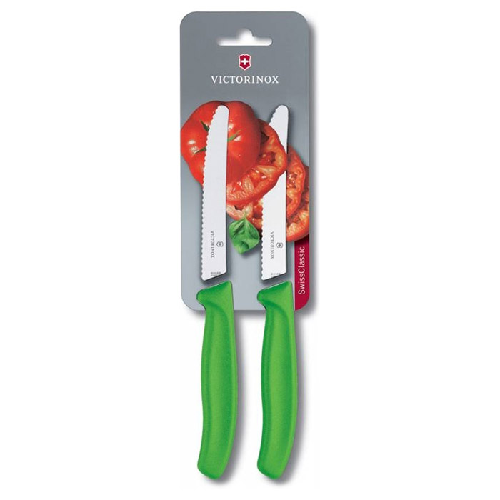 Нож кухонный для овощей VICTORINOX SwissClassic Green 110мм 2шт (6.7836.L114B)