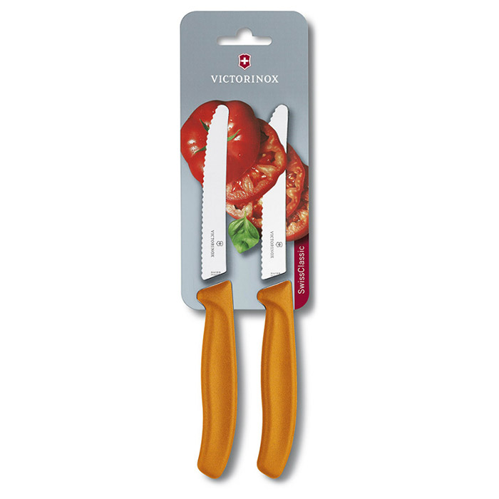 Нож кухонный для овощей VICTORINOX SwissClassic Orange 110мм 2шт (6.7836.L119B)