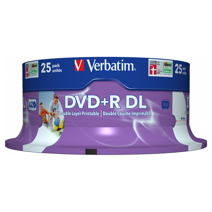 DVD+R DL VERBATIM AZO Printable 8.5GB 8x 25pcs/spindle (43667)
