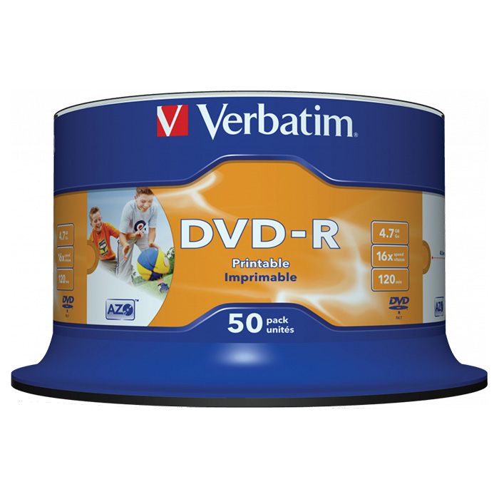 DVD-R VERBATIM AZO Printable 4.7GB 16x 50pcs/spindle (43533)