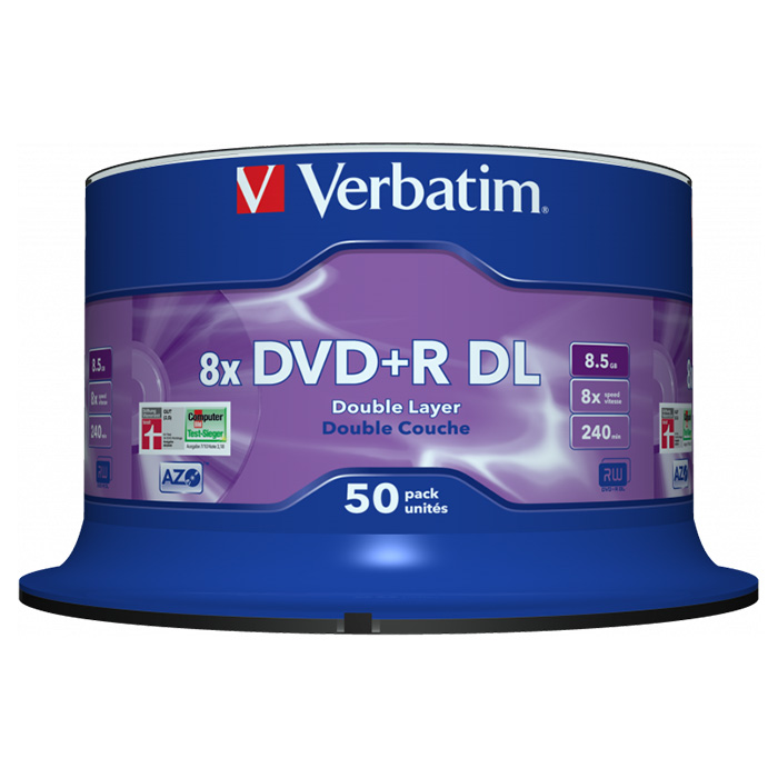 DVD+R DL VERBATIM AZO Matt Silver 8.5GB 8x 50pcs/spindle (43758)