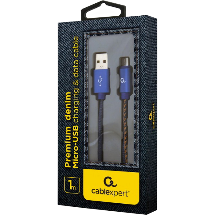 Кабель CABLEXPERT Premium Denim Micro-USB Blue 1м (CC-USB2J-AMMBM-1M-BL)