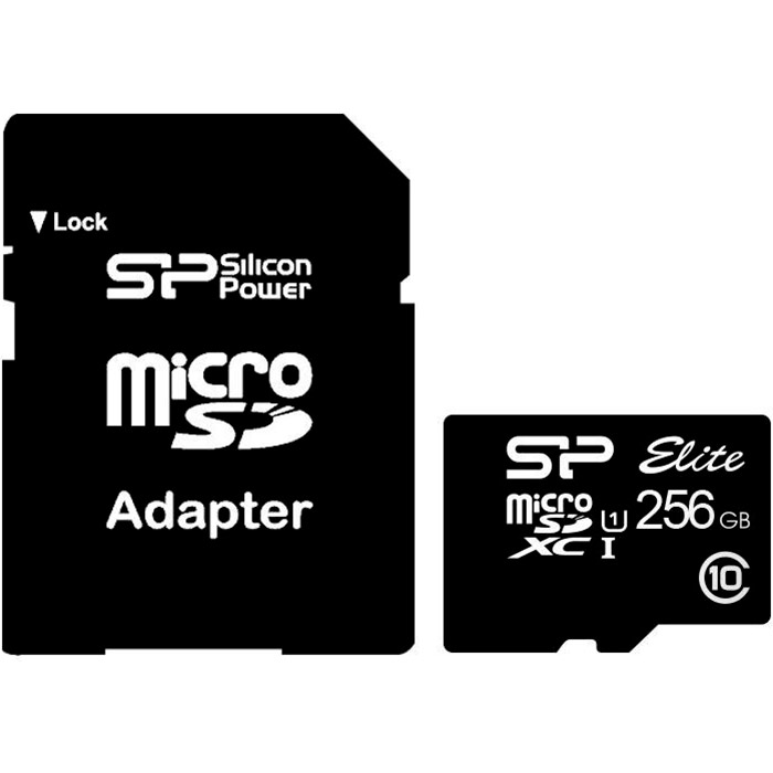 Карта памяти SILICON POWER microSDXC Elite 256GB UHS-I Class 10 + SD-adapter (SP256GBSTXBU1V10SP)