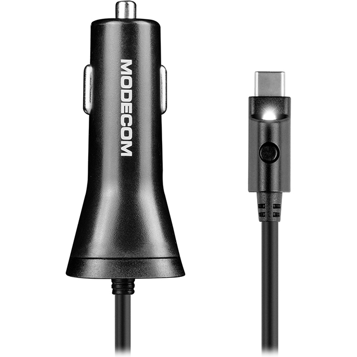 Автомобильное зарядное устройство MODECOM Royal 1xUSB-A, QC3.0 Black w/USB-C cable (ZT-MC-KULC-02)