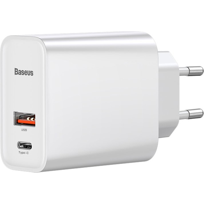 Зарядний пристрій BASEUS Speed PPS Quick Charger C+U 30W White w/Type-C to Type-C cable (TZCAFS-A02)