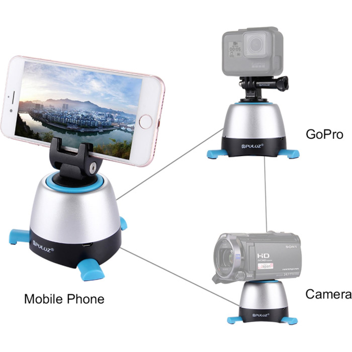 Розумна головка для панорамної зйомки PULUZ Electronic 360 Degree Rotation Panoramic Head with Remote Controller for Smartphones, GoPro, DSLR Cameras