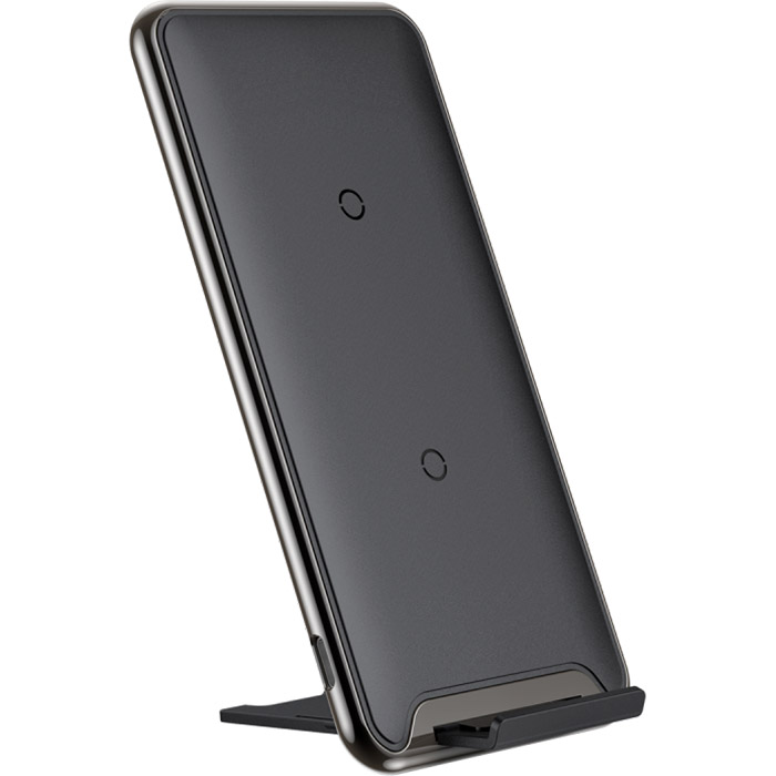 Бездротовий зарядний пристрій BASEUS Three-Coil Wireless Charging Pad w/Desktop Holder Black (WXHSD-B01)