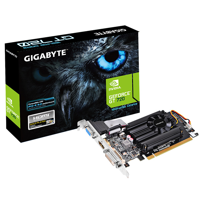 Видеокарта GIGABYTE GeForce GT 720 1GB GDDR3 64-bit LP (GV-N720D3-1GL)