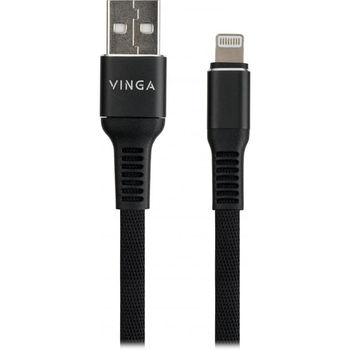 Кабель VINGA USB2.0 AM/Lightning Black 1м (VCPDCLFNB1BK)