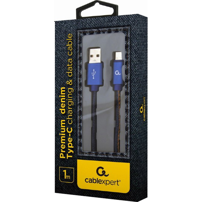 Кабель CABLEXPERT Premium Denim USB Type-C Blue 1м (CC-USB2J-AMCM-1M-BL)