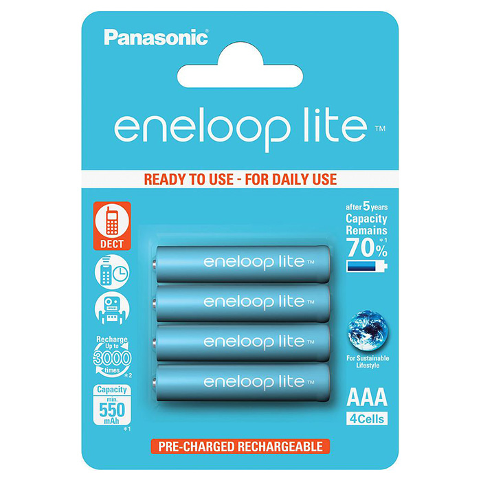 Акумулятор PANASONIC Eneloop Lite AAA 550mAh 4шт/уп (BK-4LCCE/4BE)