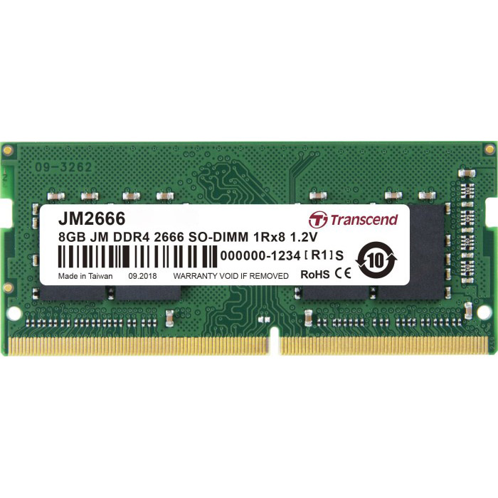 Модуль пам'яті TRANSCEND JetRam SO-DIMM DDR4 2666MHz 8GB (JM2666HSG-8G)