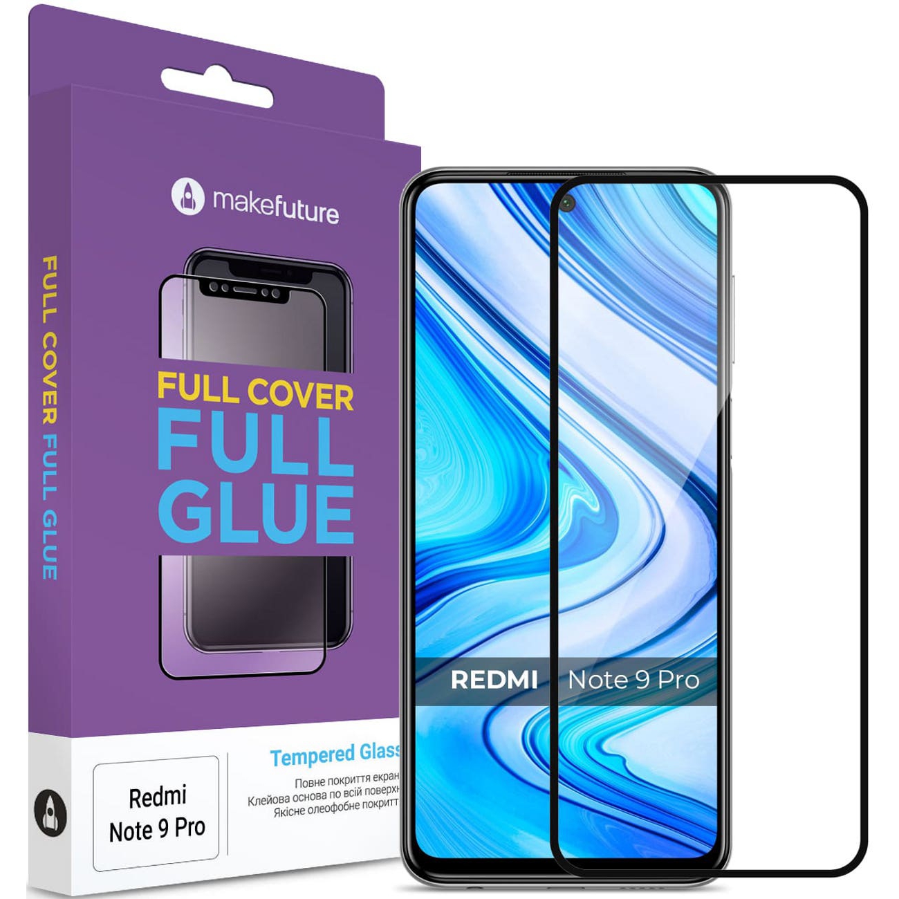 Захисне скло MAKE Full Cover Full Glue для Redmi Note 9 Pro (MGF-XRN9P)