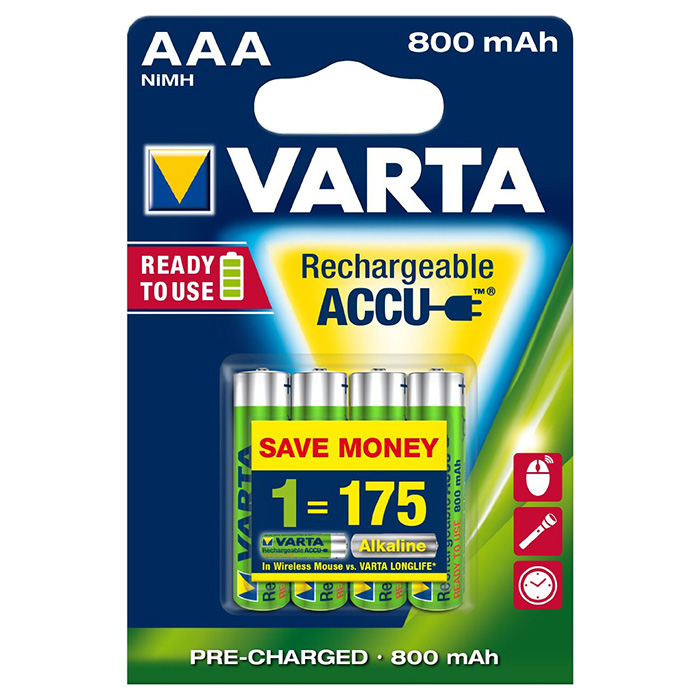 Акумулятор VARTA Rechargeable Accu AAA 800mAh 4шт/уп (56703 101 404)
