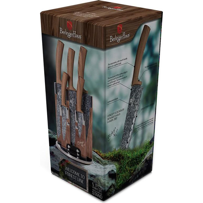 Набір кухонних ножів на підставці BERLINGER HAUS Forest Line 6пр (BH-2160)