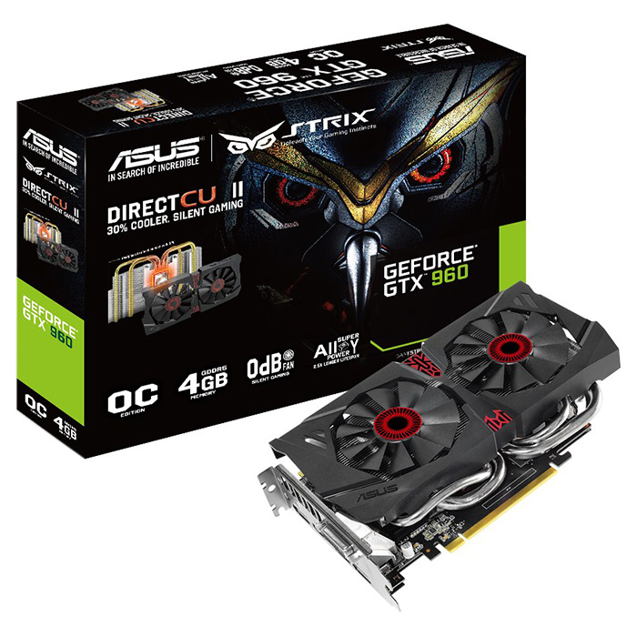 Видеокарта ASUS GeForce GTX 960 4GB GDDR5 128-bit DirectCU II Strix OC (STRIX-GTX960-DC2OC-4GD5)