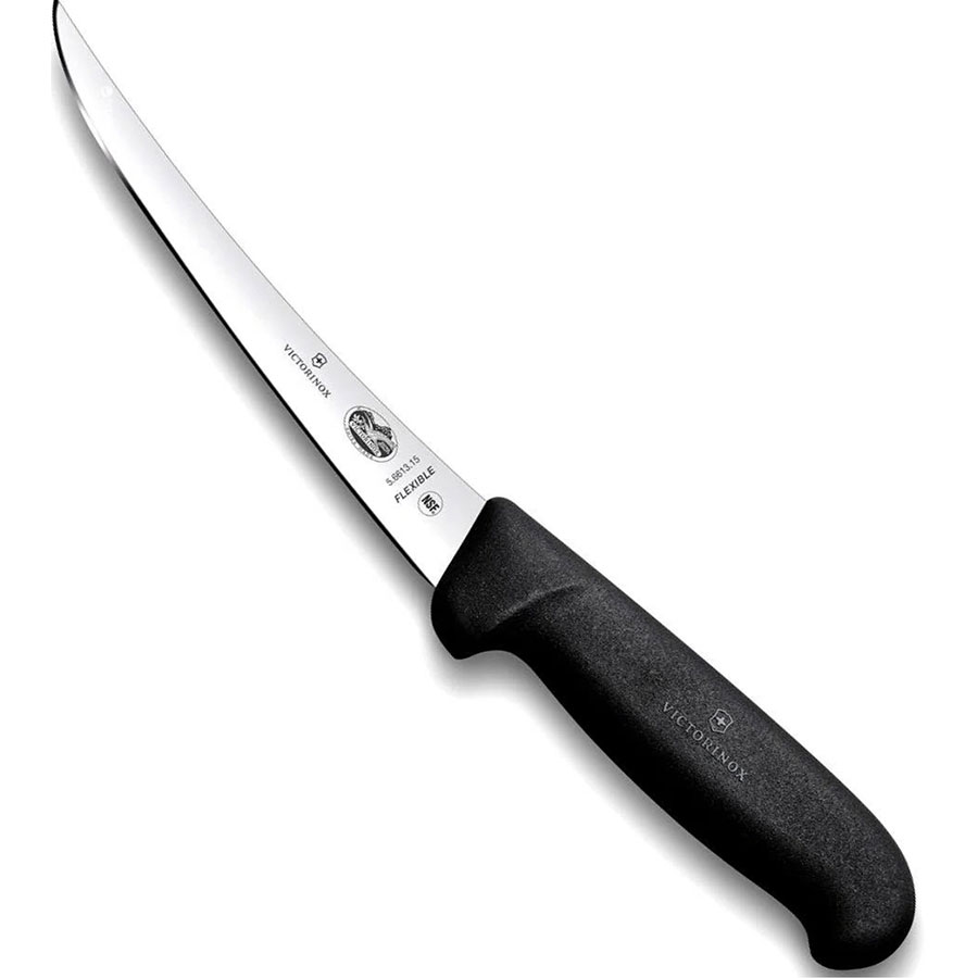 Кухонний ніж для обвалки VICTORINOX Fibrox Boning Flexible Black 150мм (5.6203.15)
