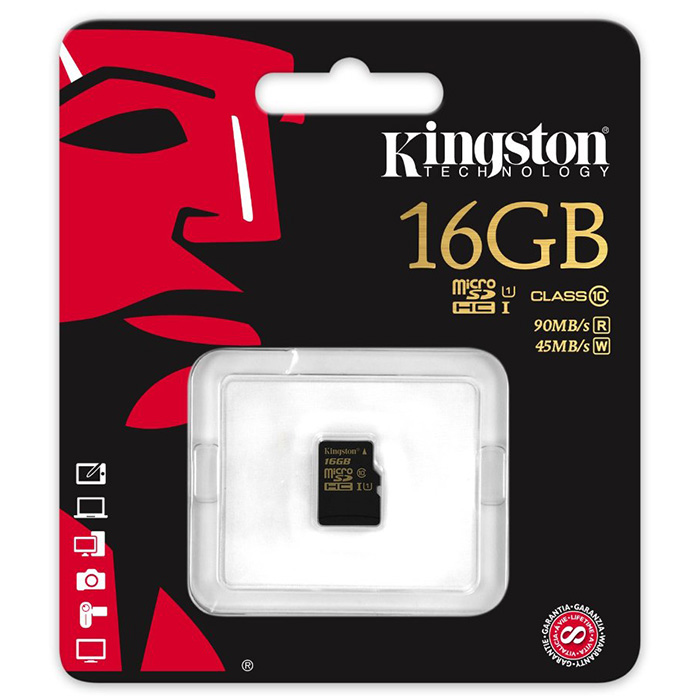 Карта памяти KINGSTON microSDHC 16GB UHS-I Class 10 (SDCA10/16GBSP)