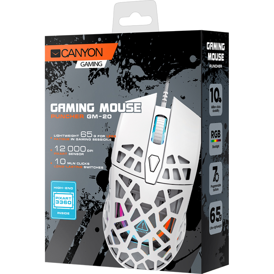 Миша ігрова CANYON Puncher GM-20 White (CND-SGM20W)