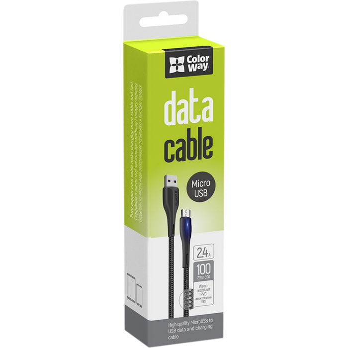 Кабель COLORWAY PVC USB to Micro-B 2.4A 1м Black (CW-CBUM034-BK)