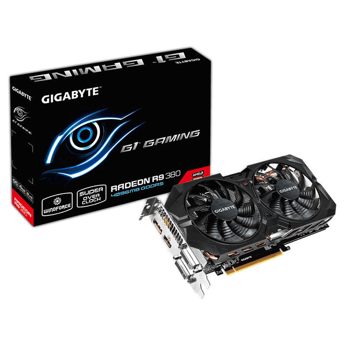 Відеокарта GIGABYTE Radeon R9 380 4GB GDDR5 256-bit WindForce 2X G1 Gaming OC (GV-R938G1 GAMING-4GD)