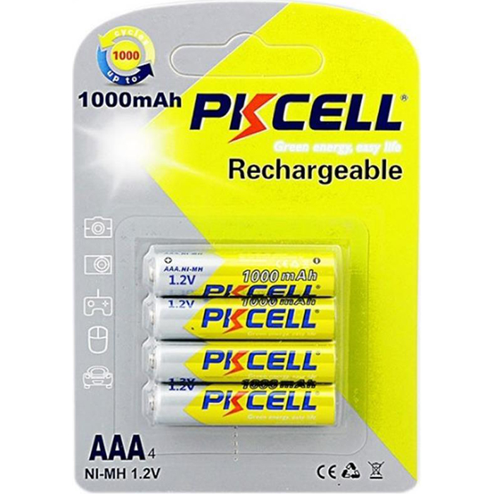 Аккумулятор PKCELL Rechargeable AAA 1000mAh 4шт/уп (6942449545480)