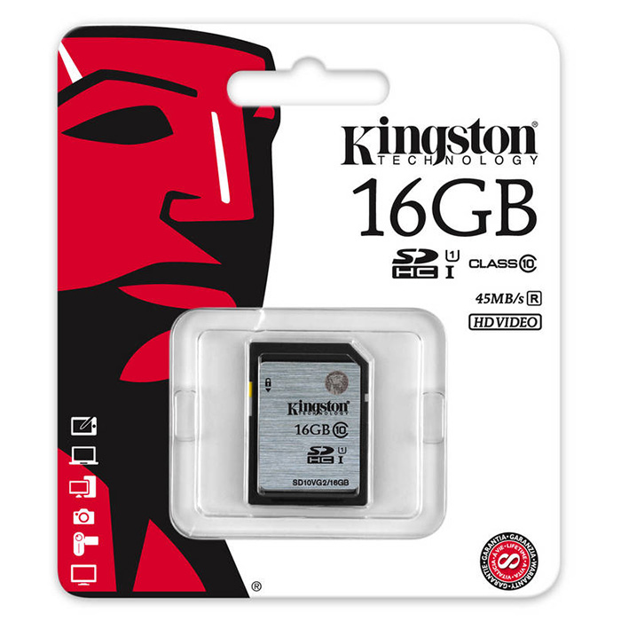 Карта пам'яті KINGSTON SDHC 16GB UHS-I Class 10 (SD10VG2/16GB)