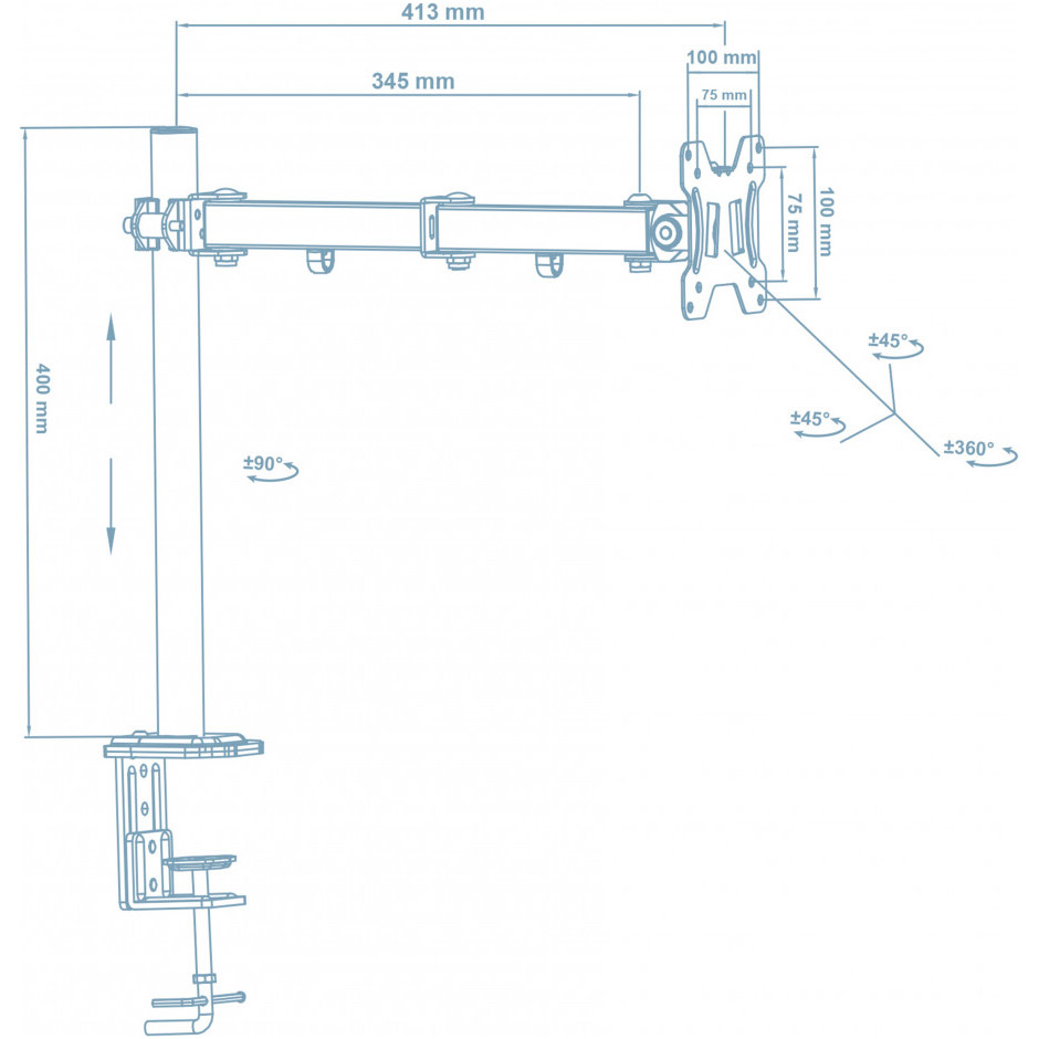 Настільне кріплення для монітора WALFIX DM-300B 14"-29" Black