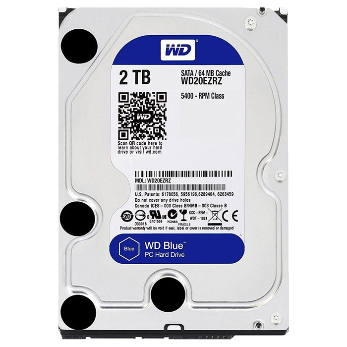 Жёсткий диск 3.5" WD Blue 2TB SATA/64MB (WD20EZRZ)