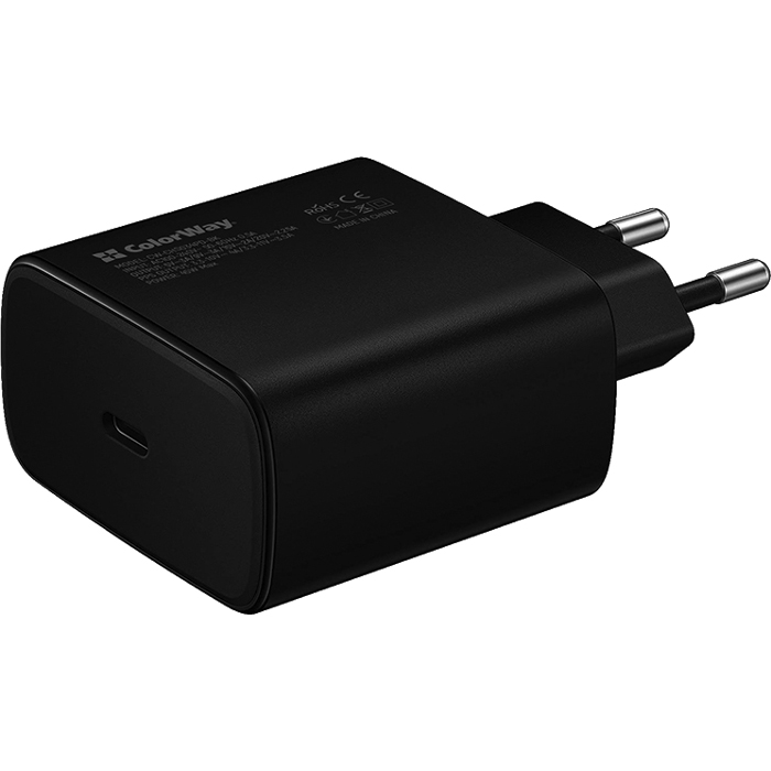 Зарядное устройство COLORWAY 1xUSB-C, PD3.0, 45W PPS Black (CW-CHS034PD-BK)