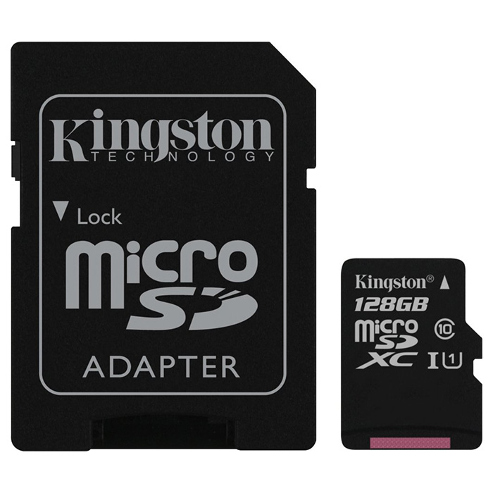 Карта памяти KINGSTON microSDXC 128GB UHS-I Class 10 + SD-adapter (SDC10G2/128GB)