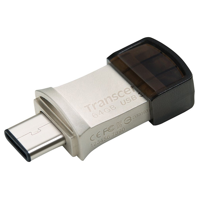 Флэшка TRANSCEND JetFlash 890 64GB USB+Type-C3.1 (TS64GJF890S)