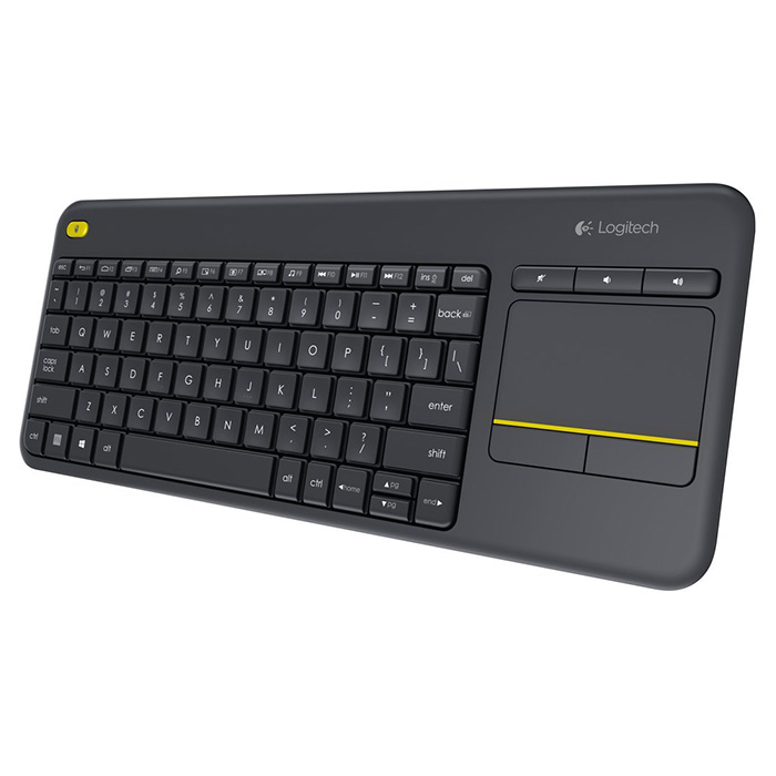Клавіатура бездротова LOGITECH K400 Plus Wireless Touch RU Black (920-007147)