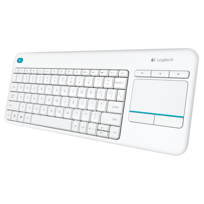 Клавиатура беспроводная LOGITECH K400 Plus Wireless Touch RU White (920-007148)