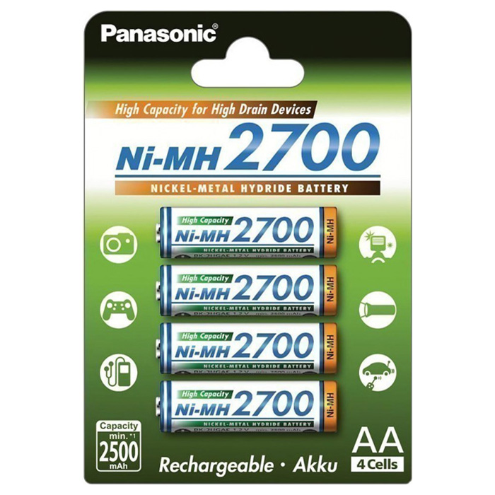 Аккумулятор PANASONIC Rechargeable Accu AA 2700mAh 4шт/уп (BK-3HGAE/4BE)