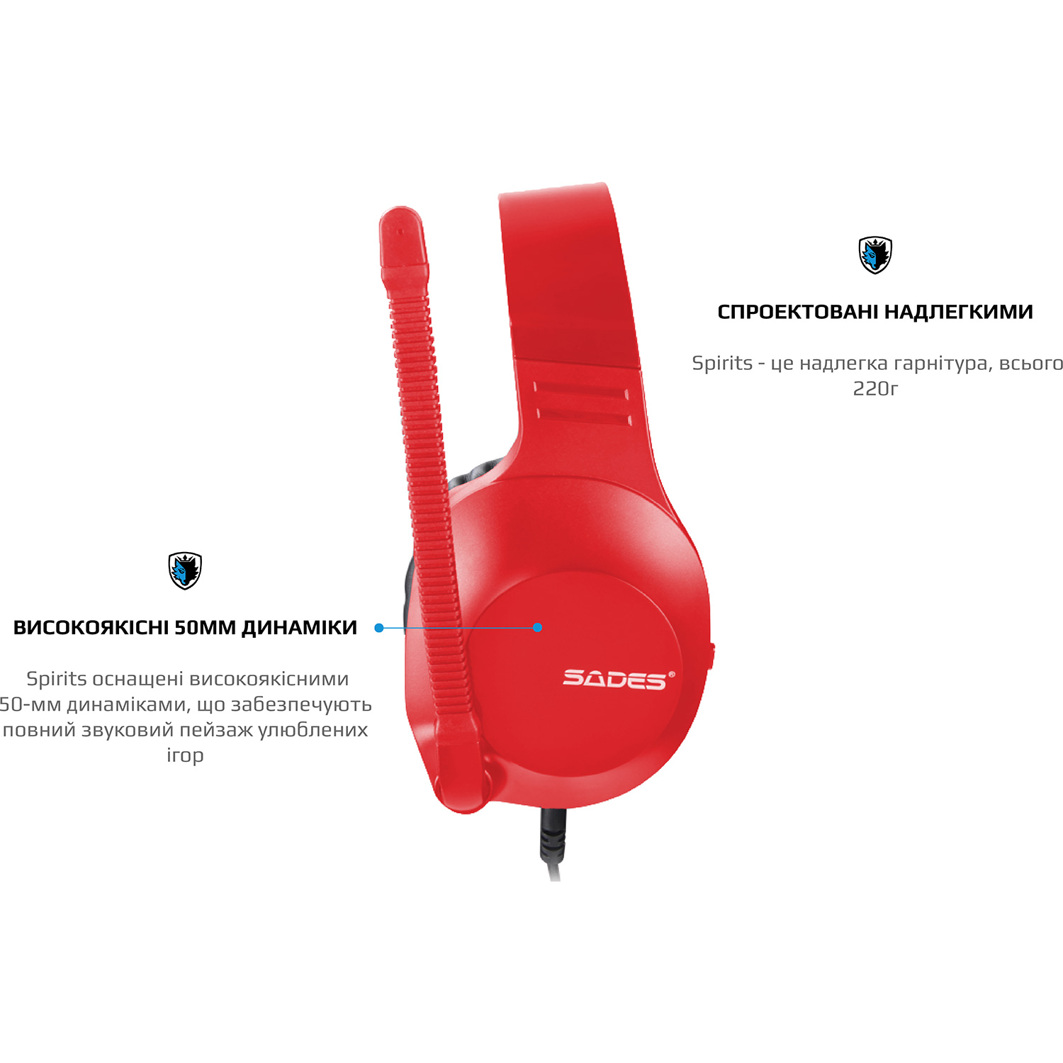 Наушники геймерские SADES SA-721 Spirits Red