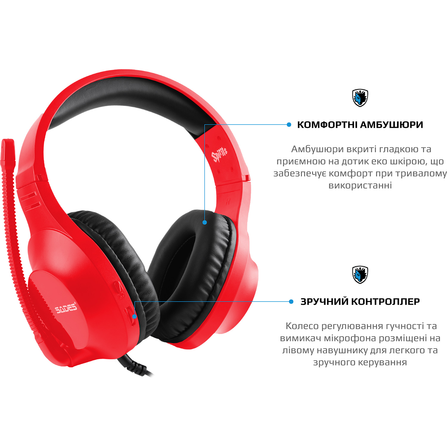 Наушники геймерские SADES SA-721 Spirits Red