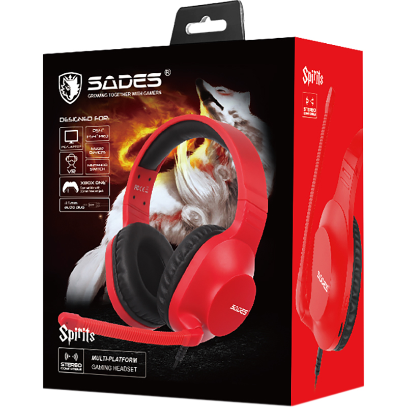 Наушники геймерские SADES SA-721 Spirits Red