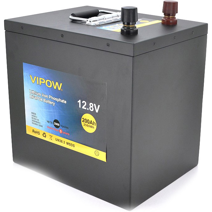 Аккумуляторная батарея VIPOW LiFePO4 12.8V-200Ah (12.8В, 100Ач, BMS 100A)