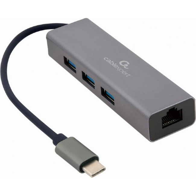 Сетевой адаптер с USB хабом CABLEXPERT USB-C Gigabit Network Adapter (A-CMU3-LAN-01)