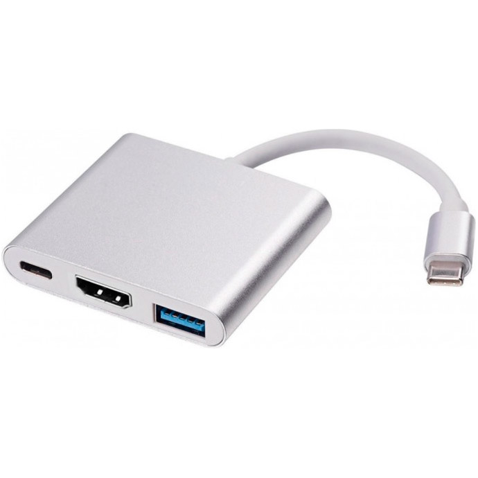 Порт-реплікатор VOLTRONIC 3-in-1 USB-C to HDMI/USB3.0/PD Silver