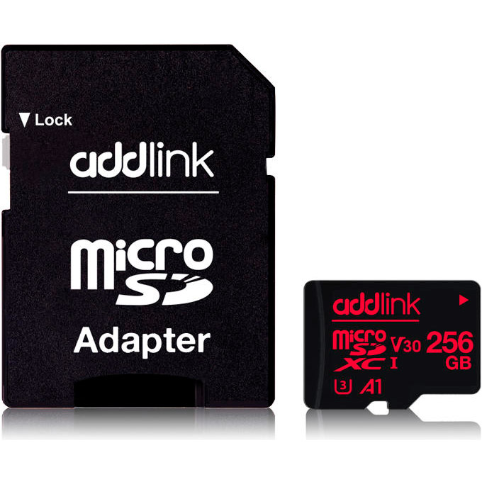 Карта памяти ADDLINK microSDXC Professional 256GB UHS-I U3 V30 A1 Class 10 + SD-adapter (AD256GBMSXU3A)
