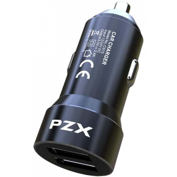 Автомобільний зарядний пристрій PZX C915 2xUSB-A, 2.4A Black