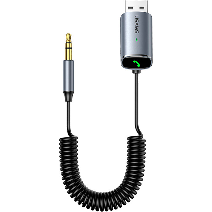 Bluetooth аудио адаптер USAMS US-SJ504 Aluminum Alloy Car Wireless Audio Receiver Iron Gray (SJ504JSQ01)