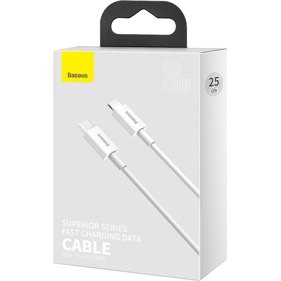 Кабель BASEUS Superior Series Fast Charging Data Cable Type-C to Lightning PD 20W 0.25м White (CATLYS-02)