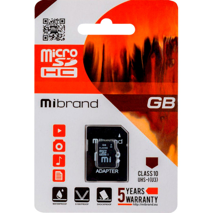 Карта памяти MIBRAND microSDXC 128GB UHS-I U3 Class 10 + SD-adapter (MICDHU3/128GB-A)