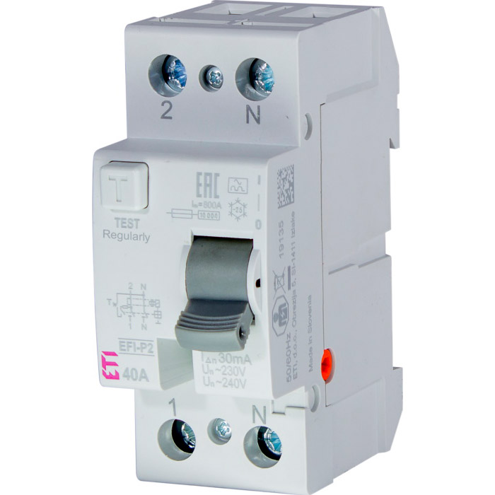 Диференційний автоматичний вимикач ETI EFI6-P2 2p, 40А, Inst., 6кА (2061252)