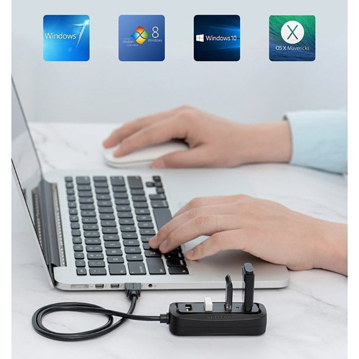 USB-хаб VENTION 4-Port USB 2.0 Black (VAS-J43-B015)