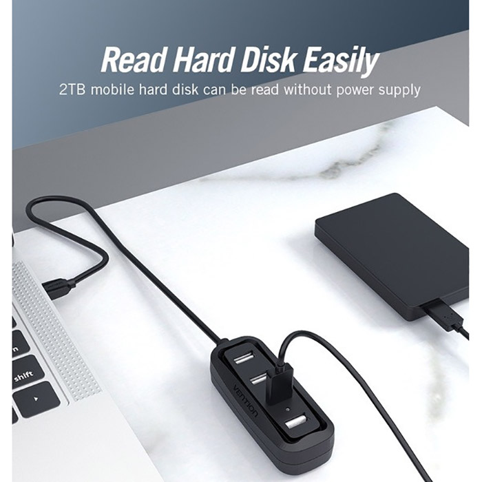 USB-хаб VENTION 4-Port USB 2.0 Black (VAS-J43-B015)
