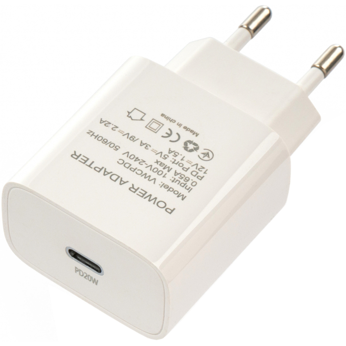 Зарядний пристрій VINGA PD Type-C 20W Charger White (VWCPDC)